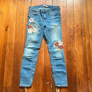 Floral denim jeans